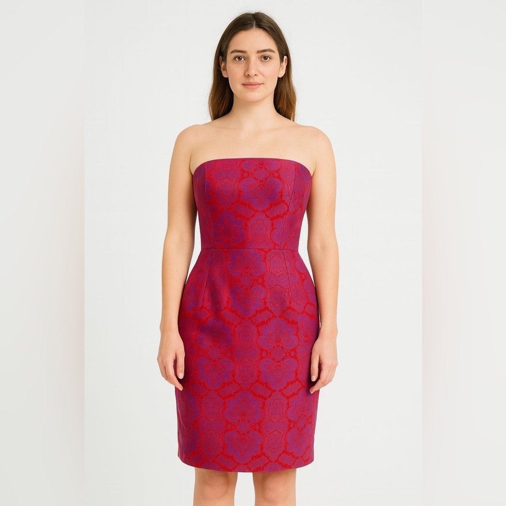 J.Crew Ella Dress In Medallion Paisley Size 00 Purple Orange Strapless Dress - Picture 1 of 16